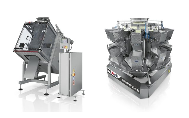 Ima Ilapak Vegatronic 1000 Inclined vertical form fill seal bagger packaging machine and multihead weigher Weightronic WA 10-80 for bakery bread rolls